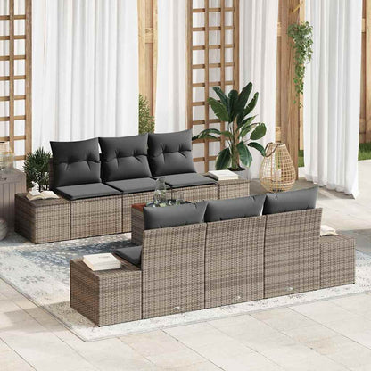 Set Divano da Giardino 7 pcs Grigio polyrattan