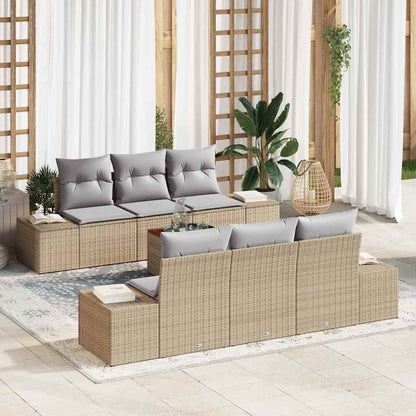 Set Divano da Giardino 7 pcs Beige e grigio chiaro polyrattan