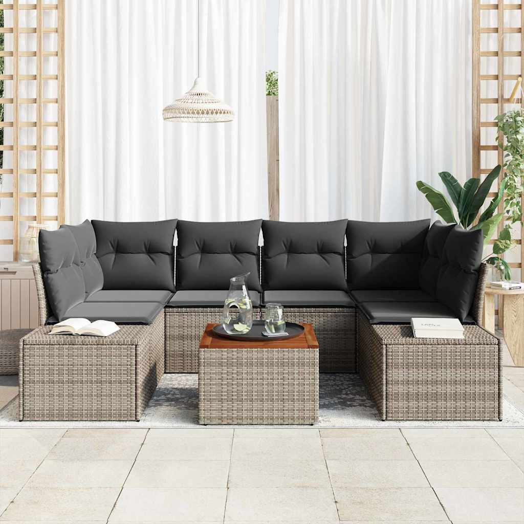 Set Divano da Giardino 7 pcs Grigio polyrattan
