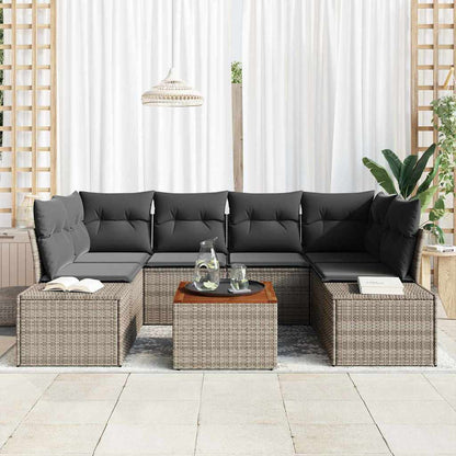 Set Divano da Giardino 7 pcs Grigio polyrattan