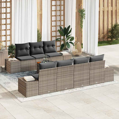 Set Divano da Giardino 8 pcs Grigio polyrattan