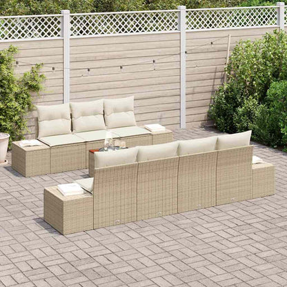 Set Divano da Giardino 8 pcs Beige e Crema polyrattan