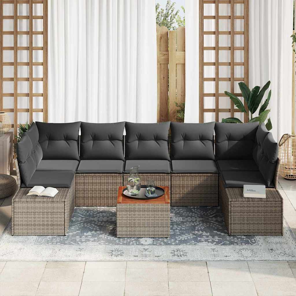 Set Divano da Giardino 8 pcs Grigio polyrattan