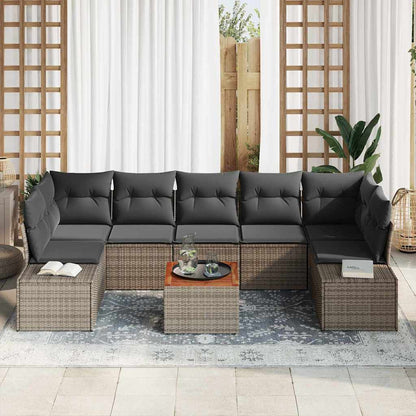 Set Divano da Giardino 8 pcs Grigio polyrattan