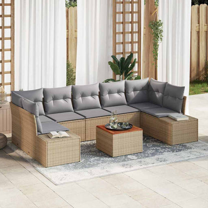 Set Divano da Giardino 8 pcs Beige e Grigio Chiaro polyrattan