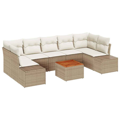 Set Divano da Giardino 8 pcs Beige e Crema polyrattan