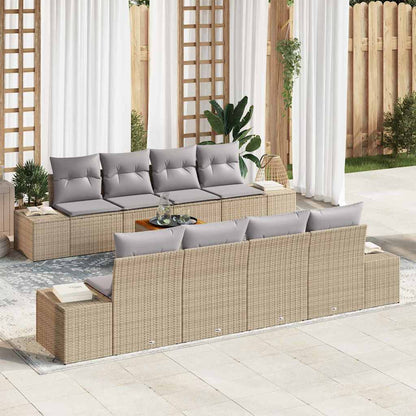 Set Divano da Giardino 9 pcs beige e grigio chiaro polyrattan