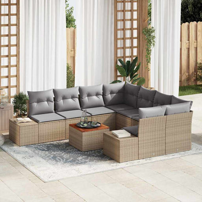 Set Divano da Giardino 9 pcs beige e grigio chiaro polyrattan