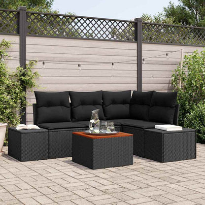 Set Divano da Giardino con archiviazione 5 pcs Nero polyrattan