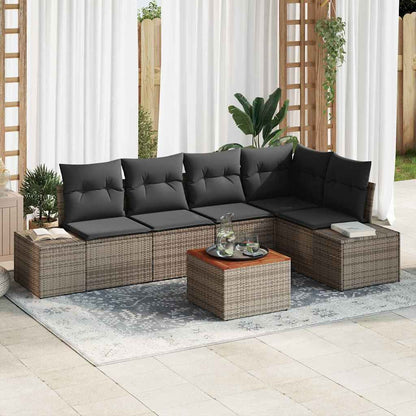 Set Divano da Giardino 6 pcs Grigio polyrattan