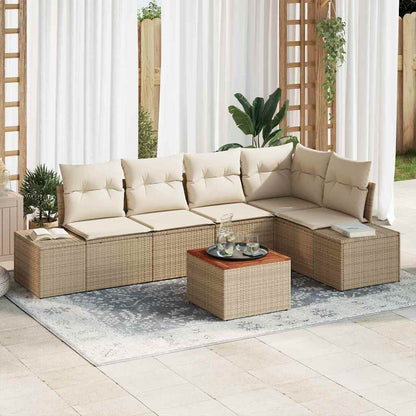 Set Divano da Giardino 6 pcs Beige e Crema polyrattan