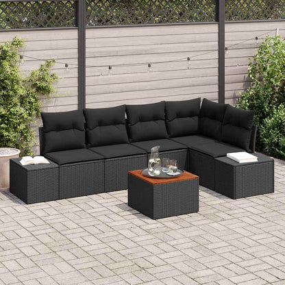 Set Divano da Giardino con archiviazione 6 pcs Nero polyrattan