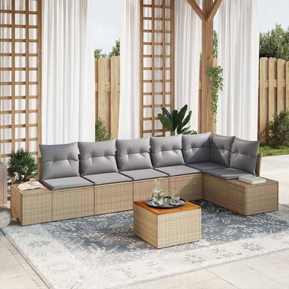 Set Divano da Giardino 7 pcs Beige e grigio chiaro polyrattan