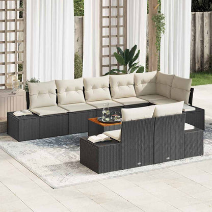 Set Divano da Giardino 9 pcs Nero e bianco