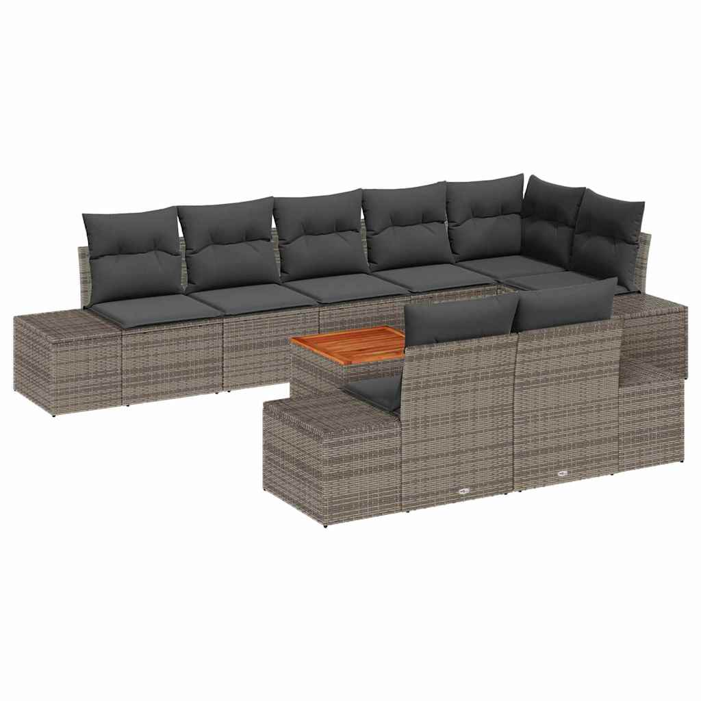 Set Divano da Giardino 9 pcs Grigio