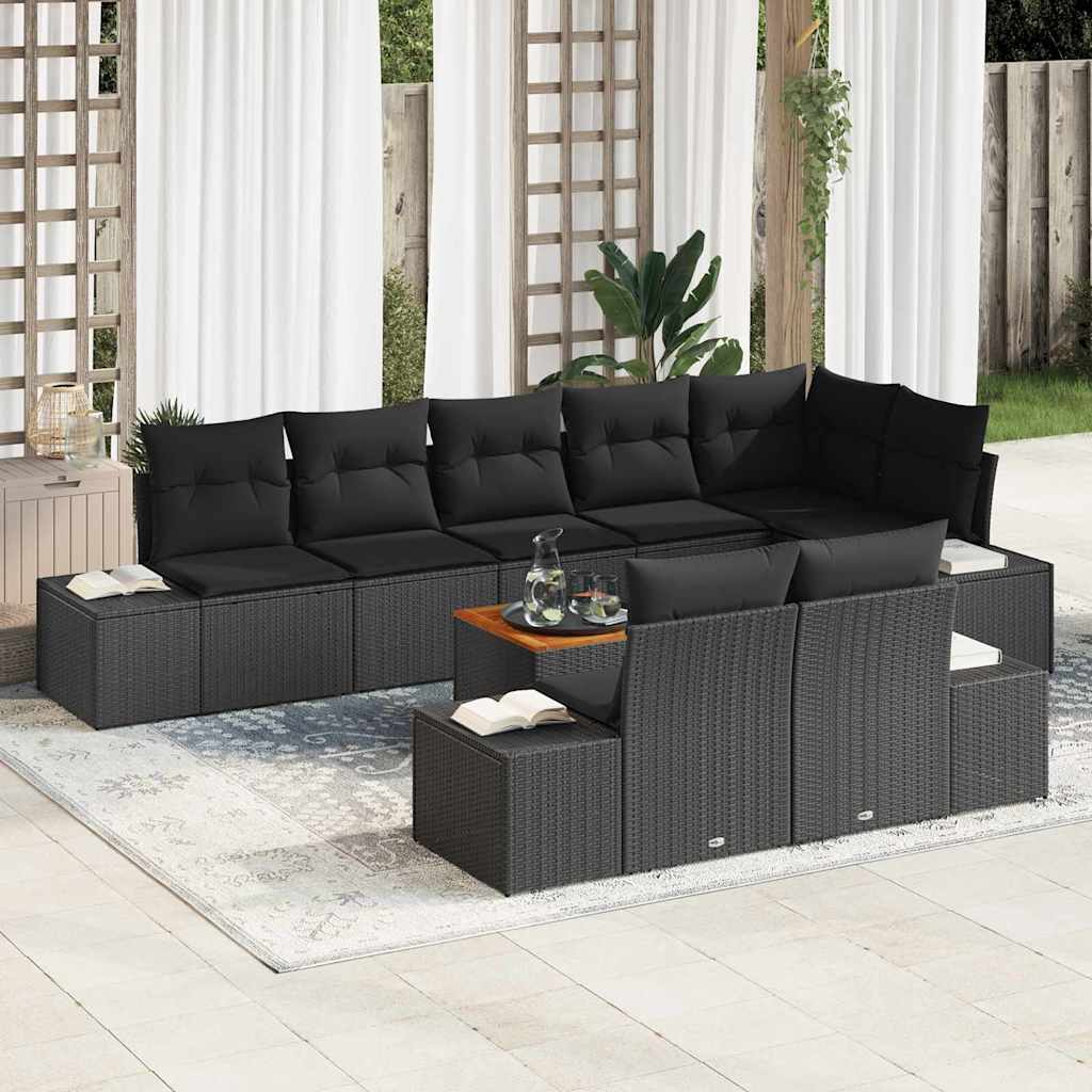 Set Divano da Giardino 9 pcs Nero