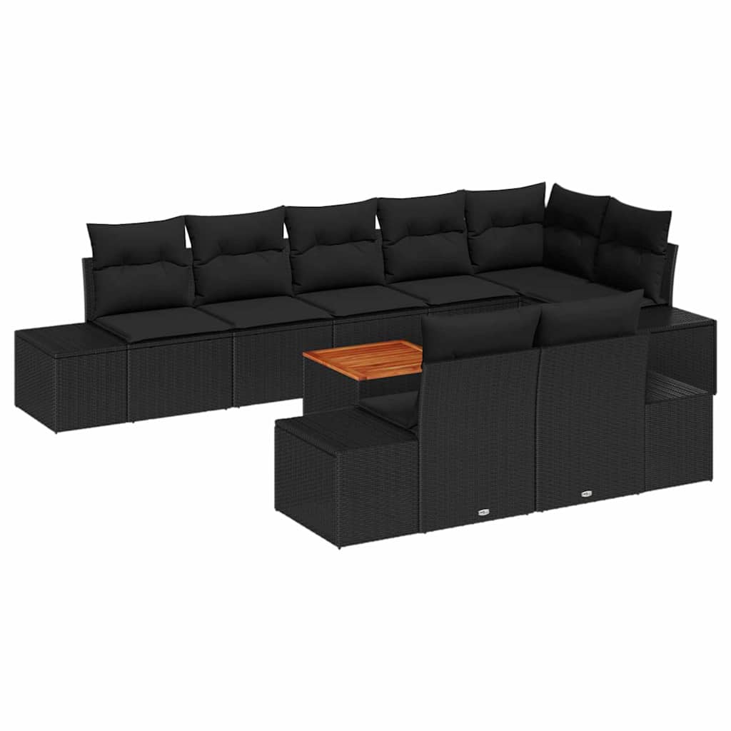 Set Divano da Giardino 9 pcs Nero