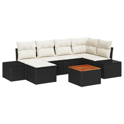 Set Divano da Giardino 7 pcs Nero e bianco