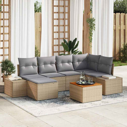 Set Divano da Giardino 7 pcs beige e grigio chiaro