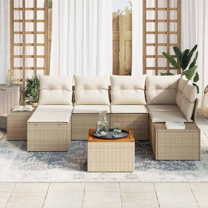 Set Divano da Giardino 7 pcs Beige e bianco