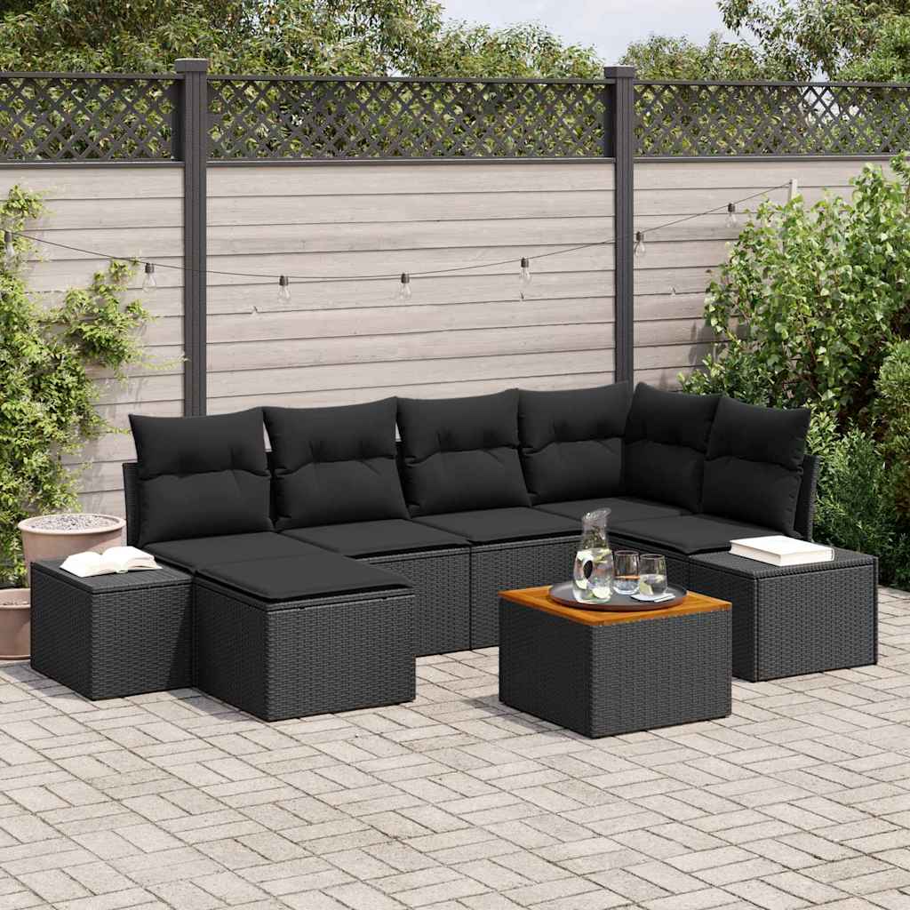 Set Divano da Giardino 7 pcs Nero