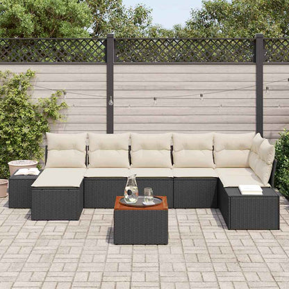 Set Divano da Giardino 8 pcs Nero e bianco