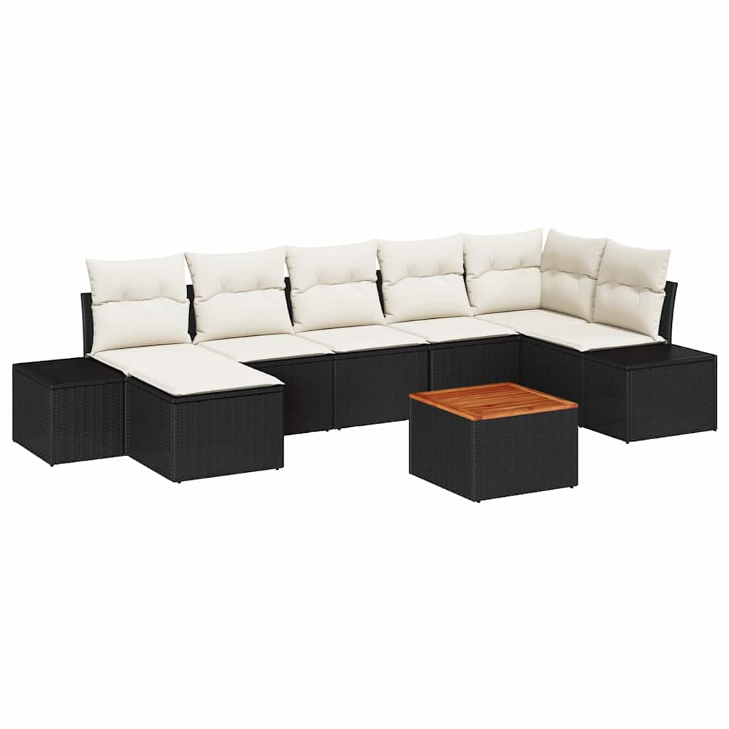 Set Divano da Giardino 8 pcs Nero e bianco