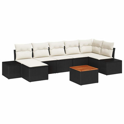 Set Divano da Giardino 8 pcs Nero e bianco