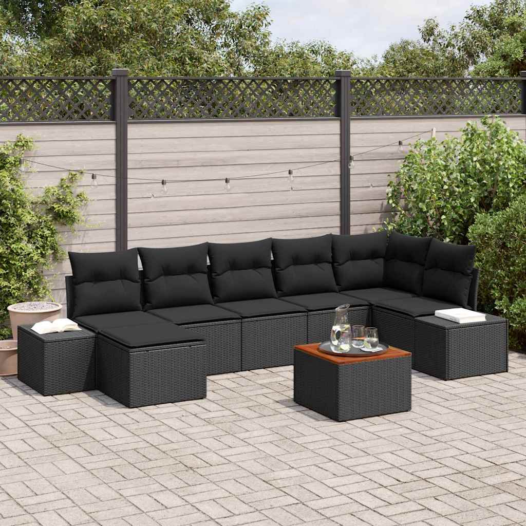 Set Divano da Giardino 8 pcs Nero