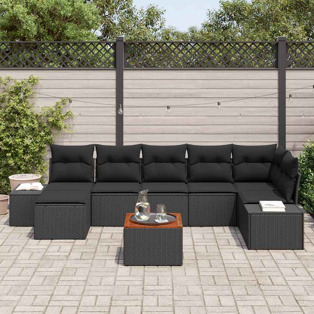 Set Divano da Giardino 8 pcs Nero