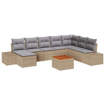 Set Divano da Giardino 9 pcs beige e grigio chiaro