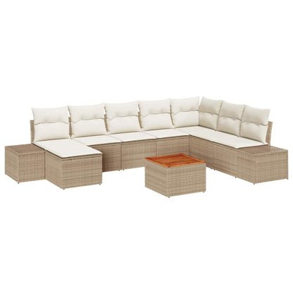 Set Divano da Giardino 9 pcs Beige e bianco