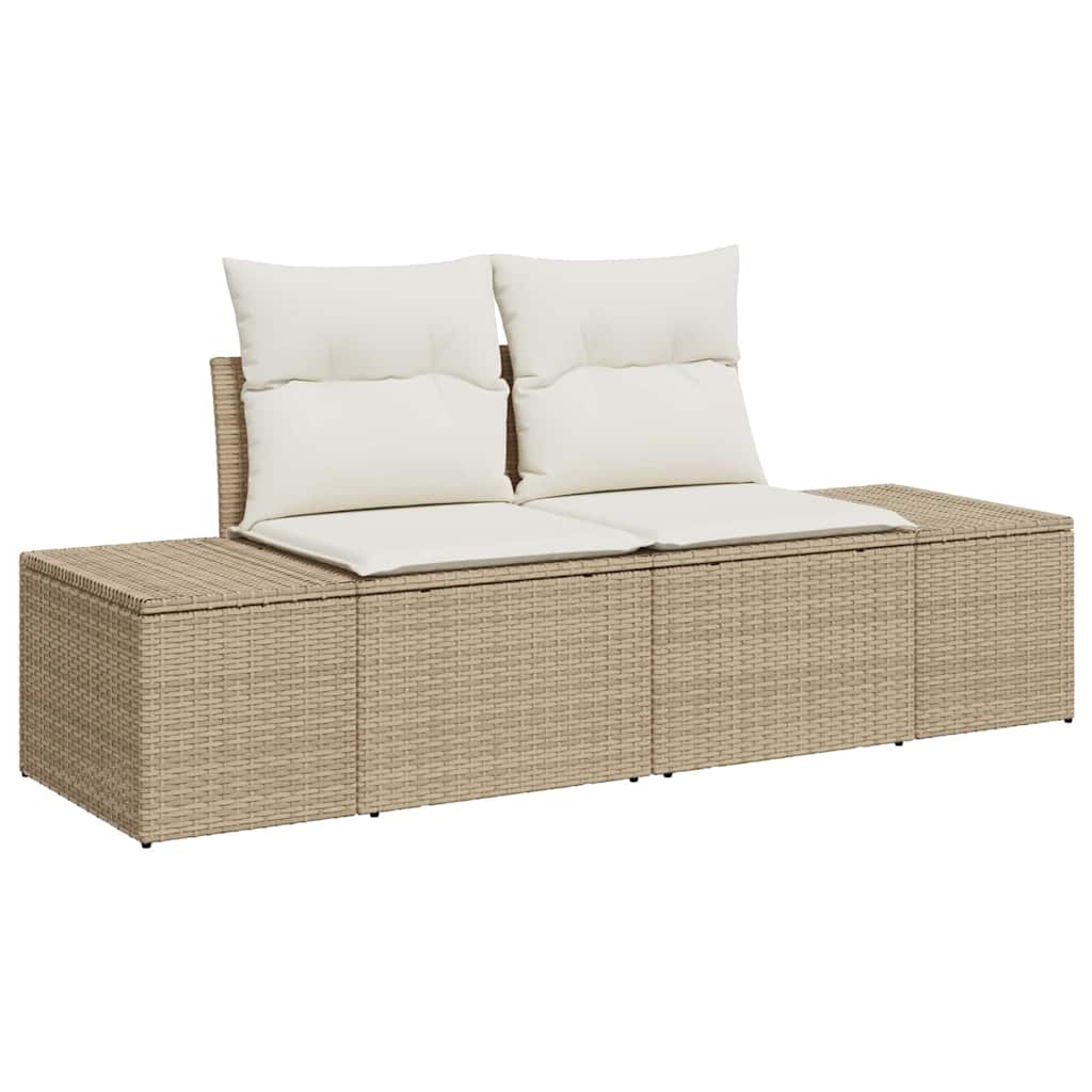 Set Divano da Giardino 9 pcs Beige e bianco