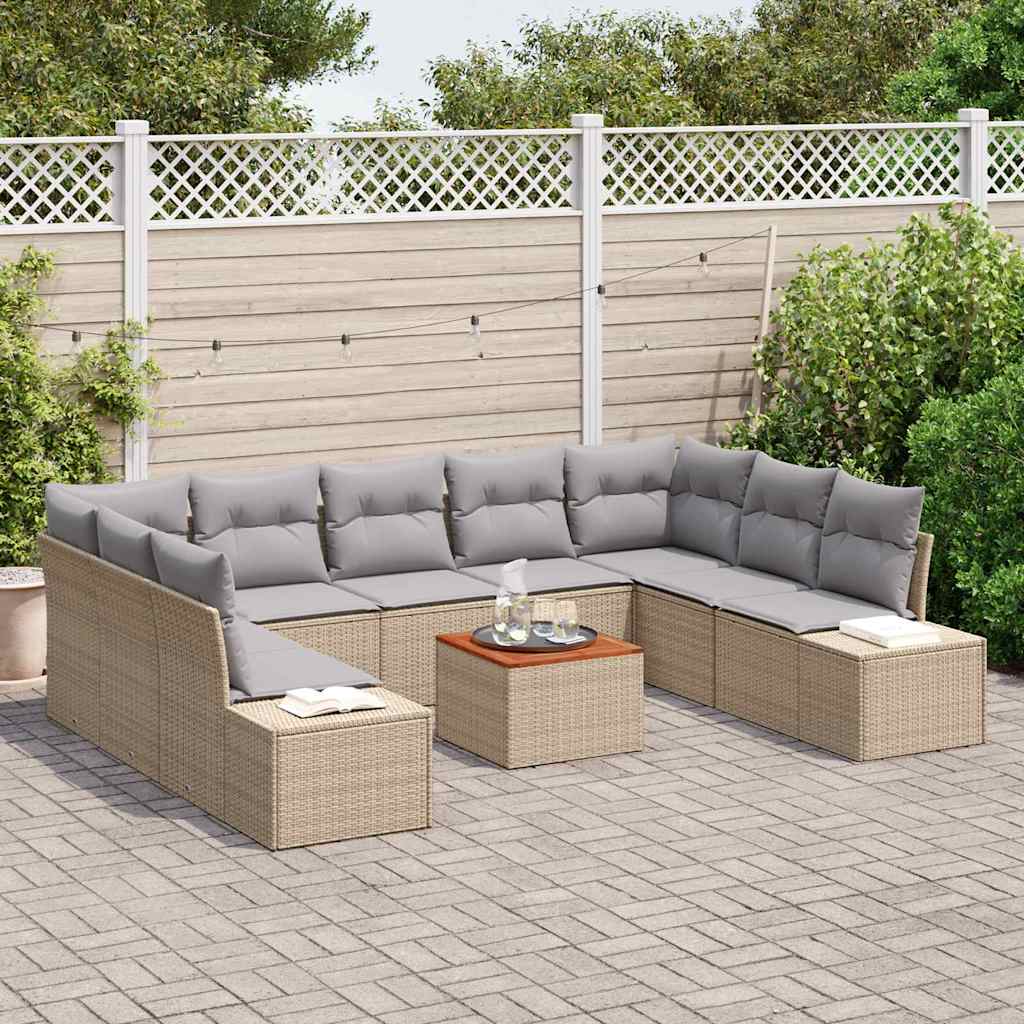 Set Divano da Giardino 10 pcs beige e grigio chiaro