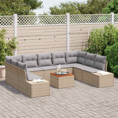 Set Divano da Giardino 10 pcs beige e grigio chiaro