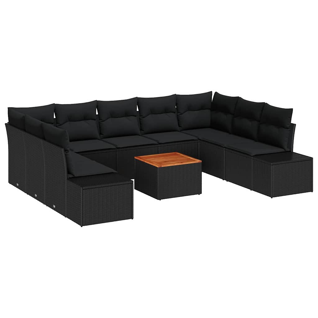 Set Divano da Giardino 10 pcs Nero