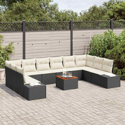 Set Divano da Giardino 11 pcs Nero e bianco