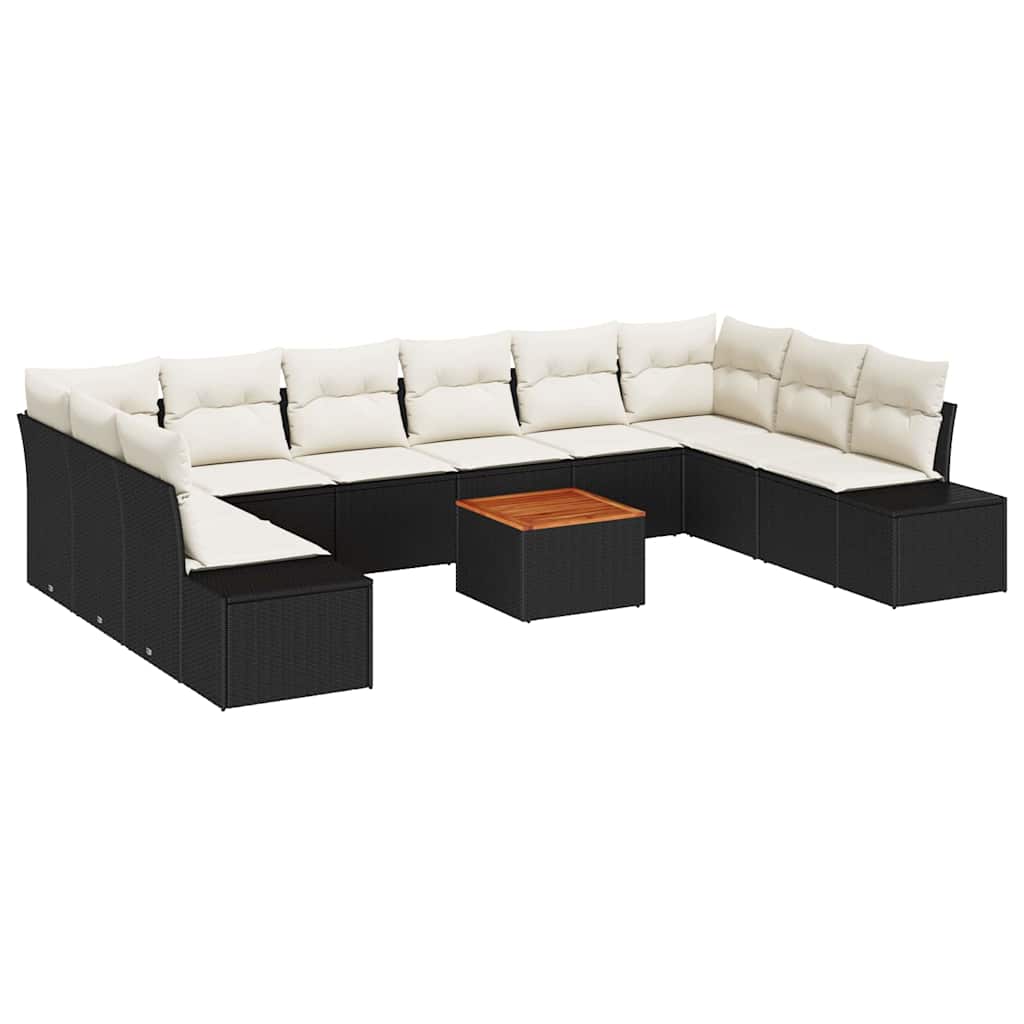 Set Divano da Giardino 11 pcs Nero e bianco