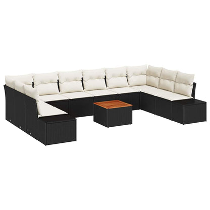 Set Divano da Giardino 11 pcs Nero e bianco