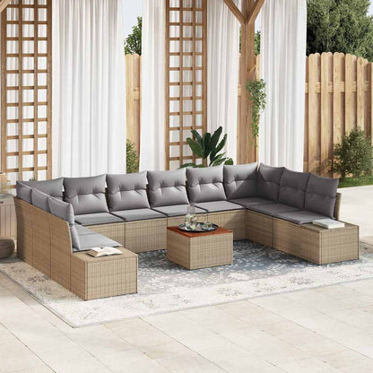 Set Divano da Giardino 11 pcs beige e grigio chiaro