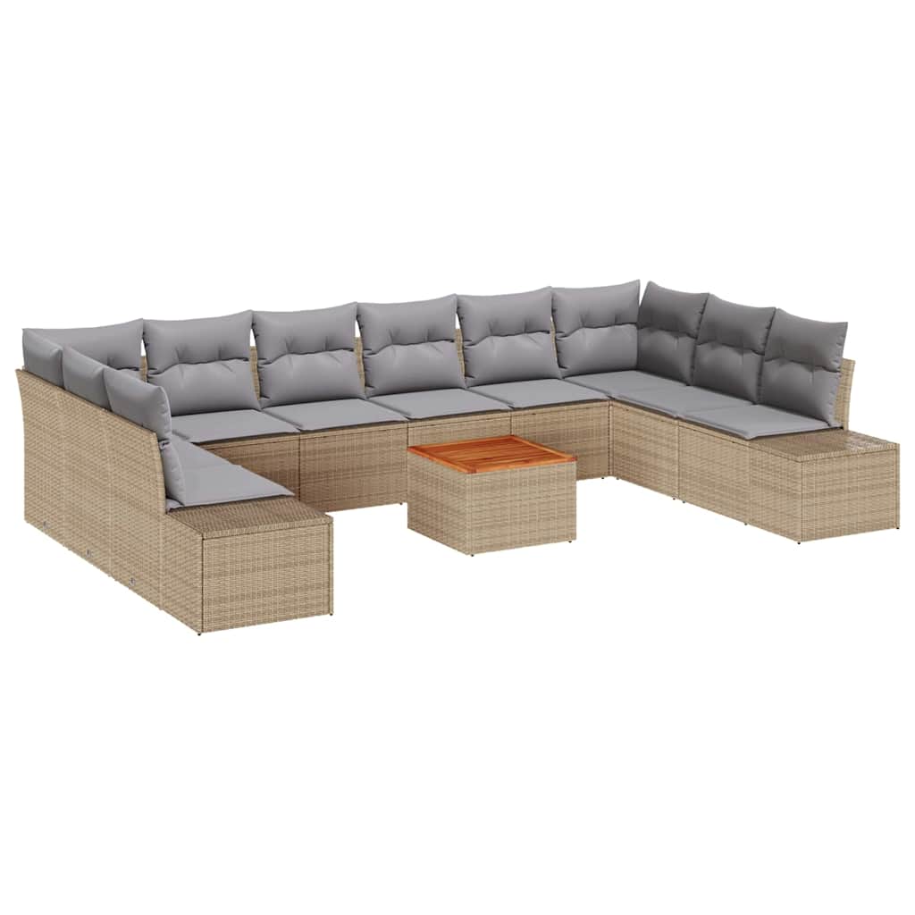 Set Divano da Giardino 11 pcs beige e grigio chiaro