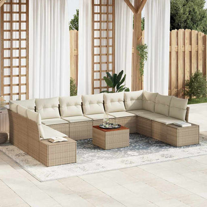Set Divano da Giardino 11 pcs Beige e bianco