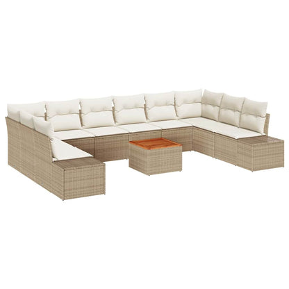 Set Divano da Giardino 11 pcs Beige e bianco