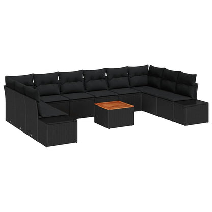 Set Divano da Giardino 11 pcs Nero