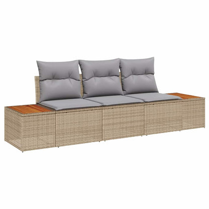 Set Divano da Giardino 3 pcs beige e grigio chiaro Poly Rattan