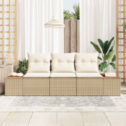 Set Divano da Giardino 3 pcs beige e panna Poly Rattan