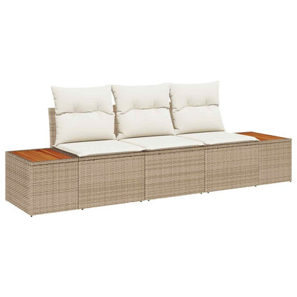 Set Divano da Giardino 3 pcs beige e panna Poly Rattan