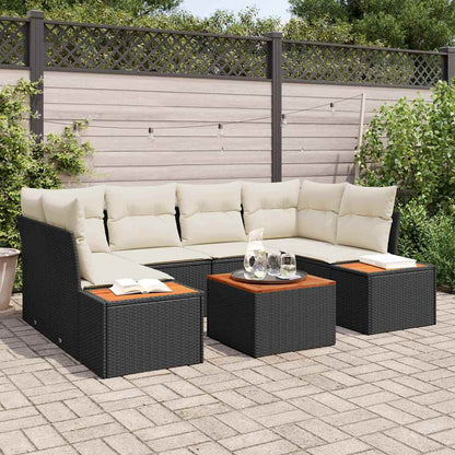 Set Divano da Giardino con cuscino 6 pcs Nero Poly Rattan