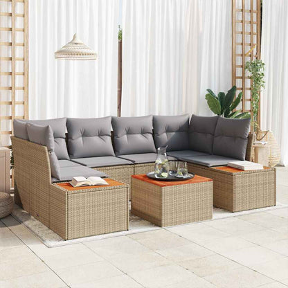 Set Divano da Giardino con cuscino 6 pcs Beige Poly Rattan