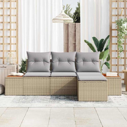 Set Divano da Giardino con cuscino 4 pcs Beige e Grigio Chiaro